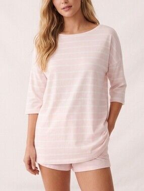 NWT Sz M Jacob Cotton Blend Light Pink Striped T-Shirt